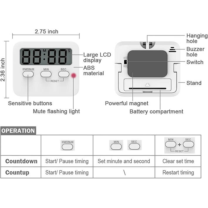 Mini Kitchen Timer Digital Timer