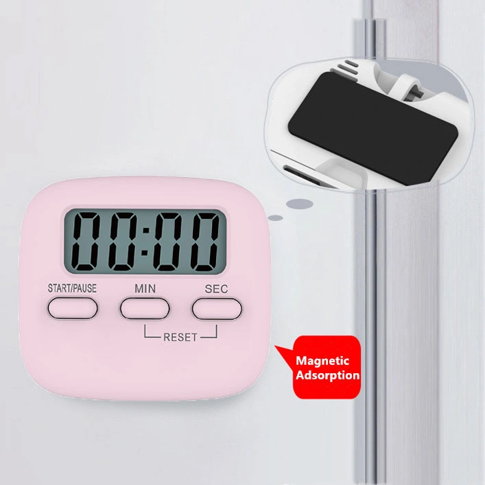 Mimi LCD Digital Screen Kitchen Timer Back Stand, Magnetic Cooking Countdown Alarm Sleep Stopwatch, Temporizador Clock Home Multifunctional Tools (Pink Color)