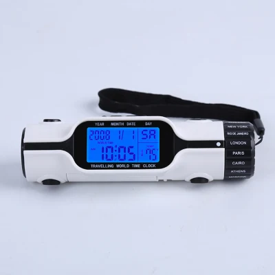 Flashlight Digital World Time Travel Alarm Clock with Multi Time Zone