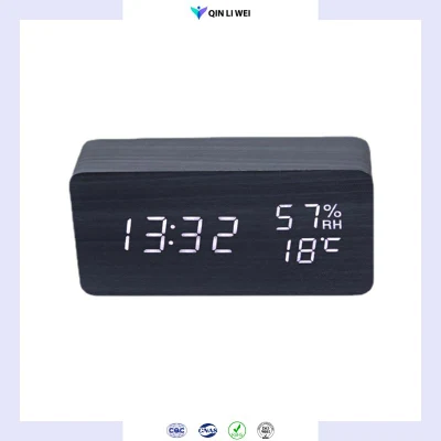 Wooden Alarm Clock with Bigger LCD Display for Bedrooms Sleep Timer